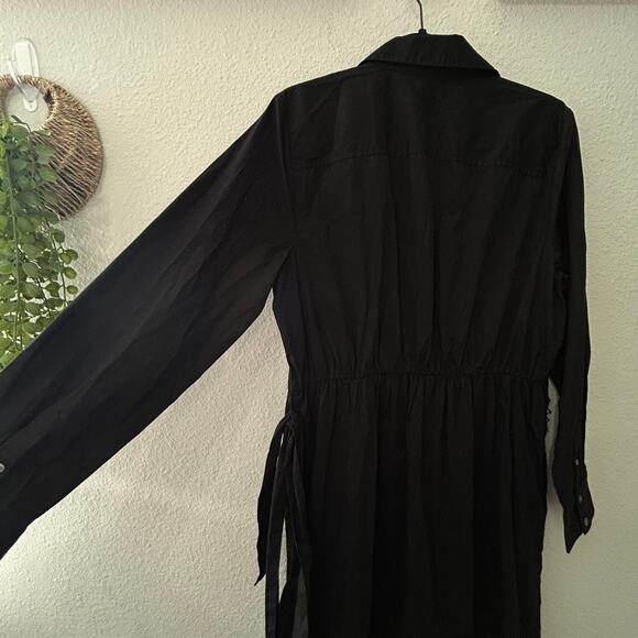 NEW J. Crew Long-sleeve Poplin Shirt-dress Black Sz 12 Large Minimalist Capsule - Picture 11 of 12